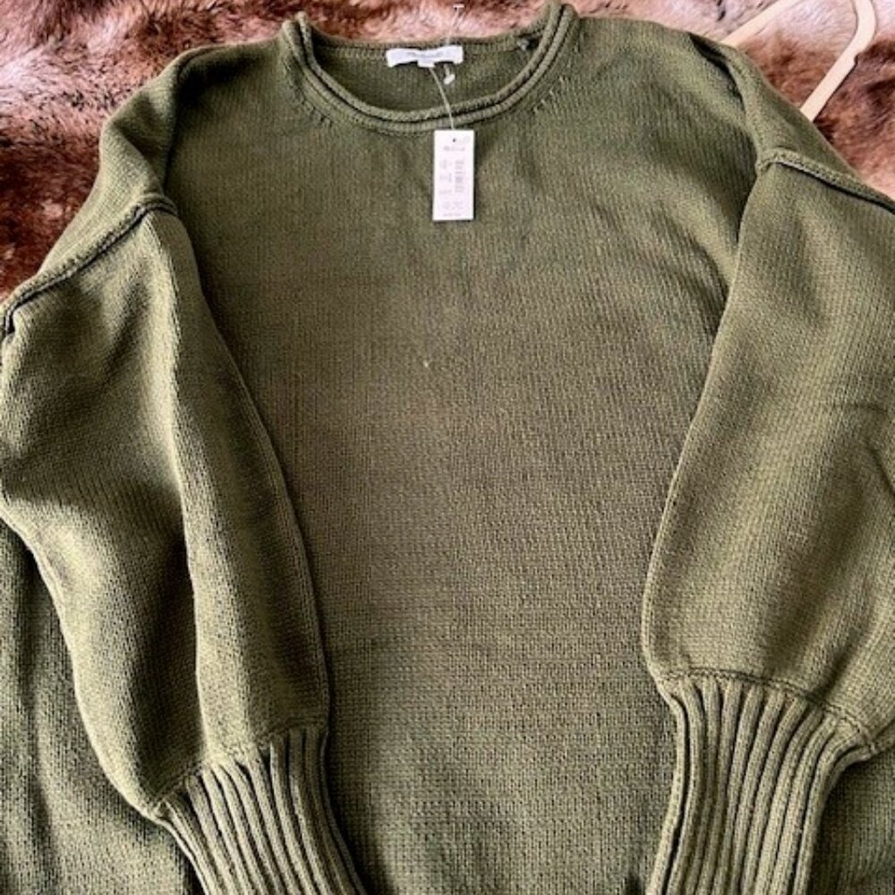 Madewell Women's Cotton Pullover Sweater, Green, Size S